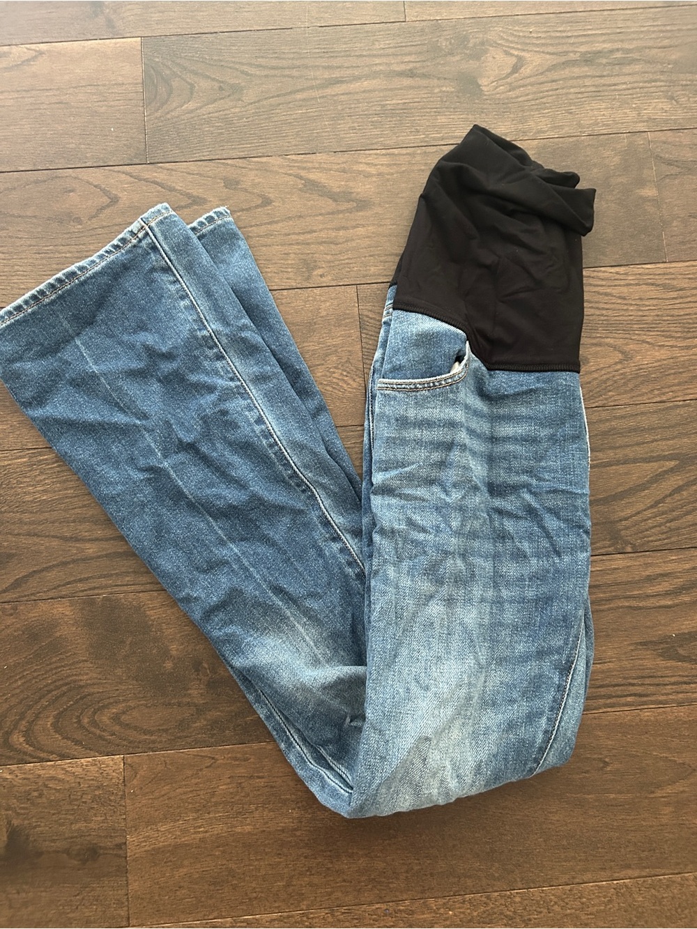 HATCH Maternity Denim Jeans with Black Stretch Panel